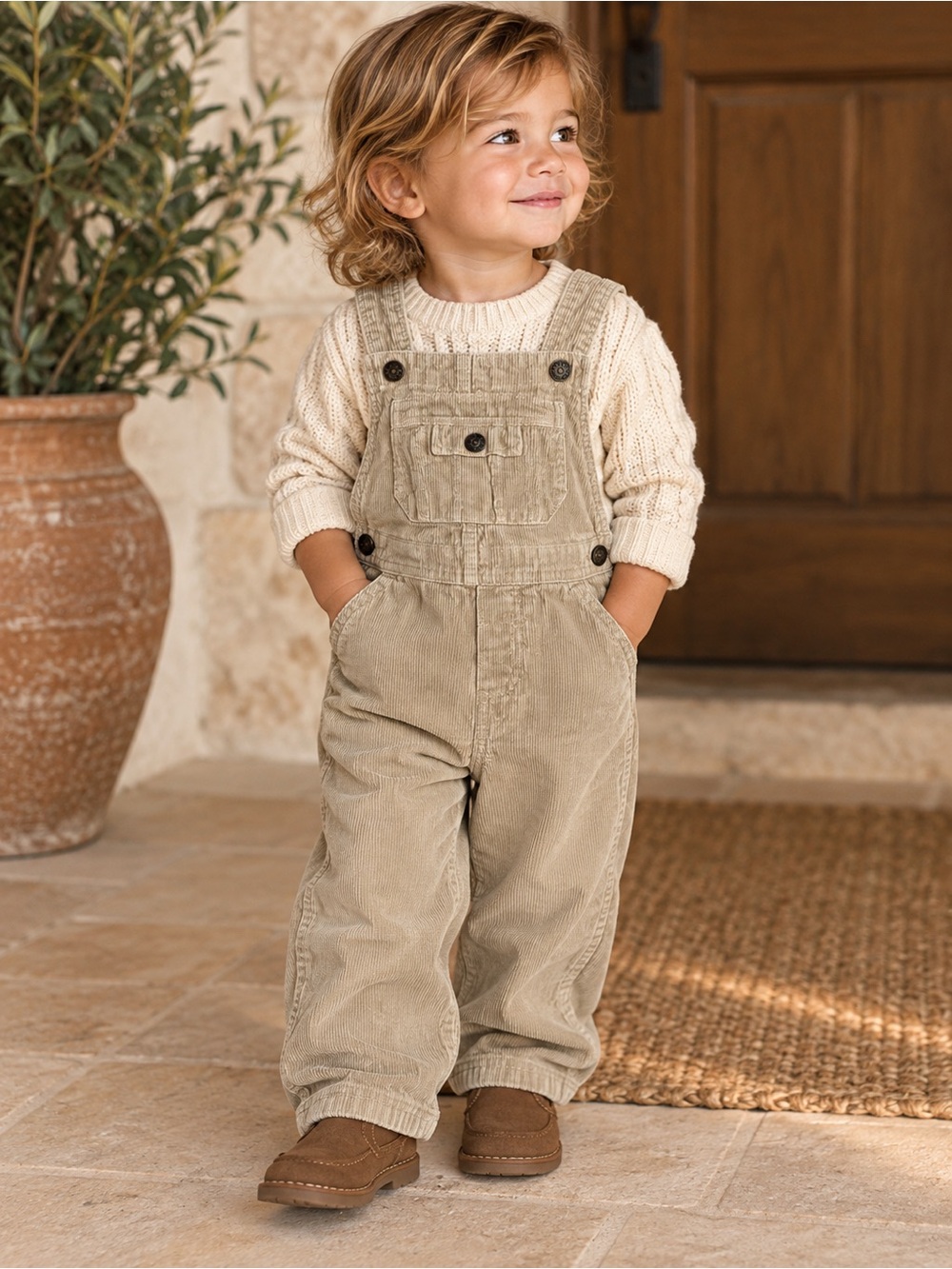 Polo Ralph Lauren Countey Tan Corduroy Kids Overalls 24M